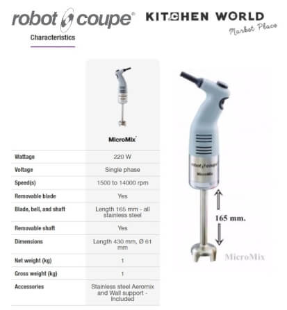 เครื่องผสมอาหารแบบมือถือ ROBOT COUPE MICROMIX 34900 MA0912 กำลังไฟ 220 วัตต์_5